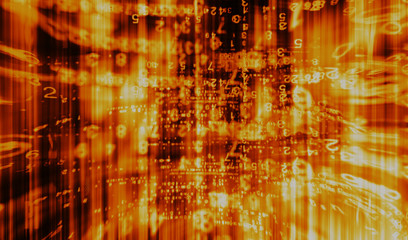 Inside computer orange interlaced digital abstraction background