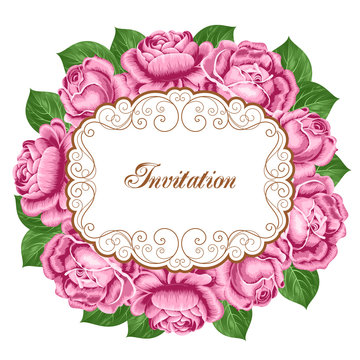 Vintage floral invitation template