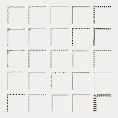 Vector Black Decorative Hand Drawn Outlined Corners