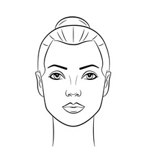 beautiful woman face line drawing