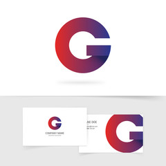Letter G logo vector element isolated on white background, abstract geometric letter logotype symbol violet red color, creative trendy brand design