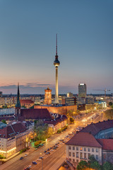 The famous TV Tower in Berlin at night