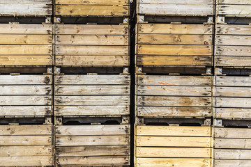 Heap of old wooden boxes