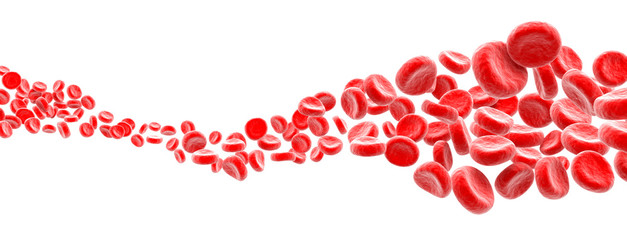 Blood cells wave on white background - obrazy, fototapety, plakaty