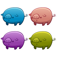 Set of colorful assorted pigs