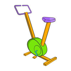 Fitness bike icon in cartoon style isolated on white background. Sport symbol