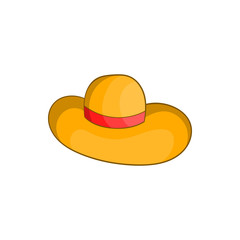 Womens beach hat icon in cartoon style isolated on white background. Headdress symbol
