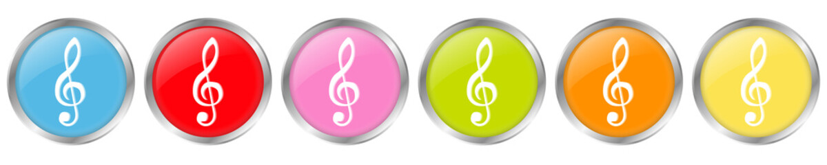 Fototapeta premium 6 Farbige 3D Buttons mit Violinschlüssel