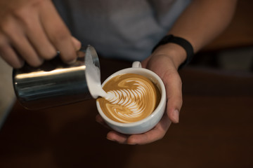 coffee latte art in coffee shop cafe