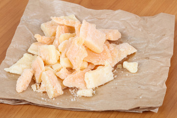 Cutting parmesan cheese