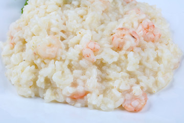 Risotto with shrimps and astaragus
