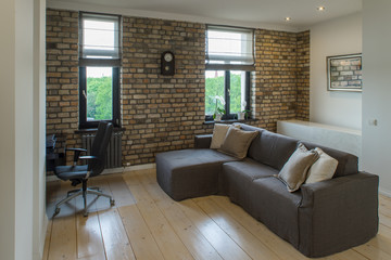 Contemporary interior studio, cabinet. Modern interior in privat