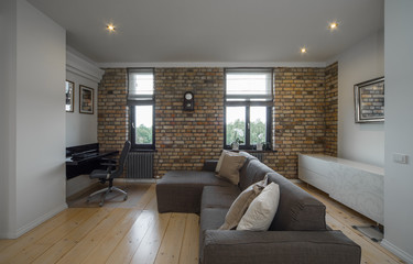 Contemporary interior studio, cabinet. Modern interior in privat