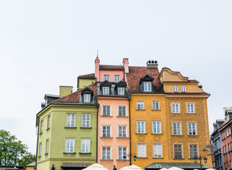 Warsaw, Poland - 3 June 2016 - Colorful Old Town in Warsaw, Poland