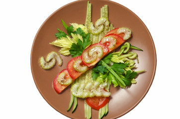 Dish with the thread from vegetables