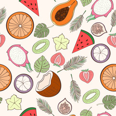 Seamless exotic fruit pattern