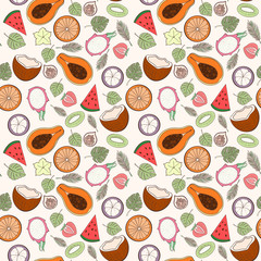 Seamless exotic fruit pattern
