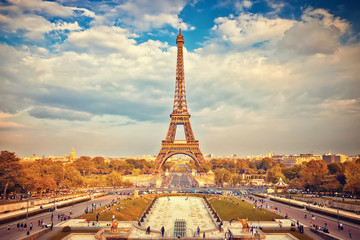 Fototapeta na wymiar Eiffel Tower at summer sunny evening, Paris