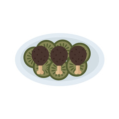 Fried chicken icon with salad brown