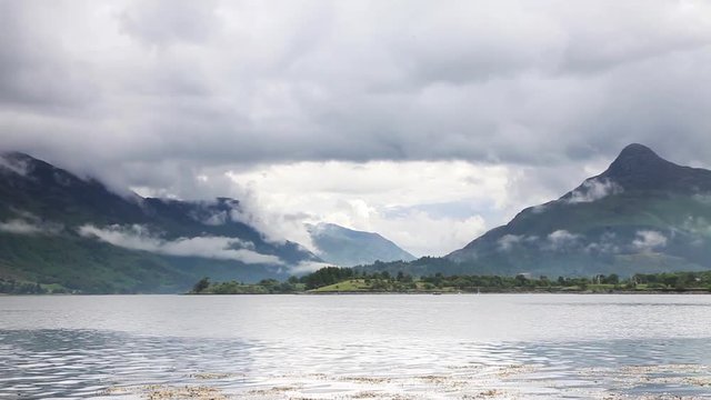 Loch Leven.  The view across Loch Leven to the Pap of Glencoe in the Scottish highlands.  Loch Leven is a sea loch on the west coast of Scotland.