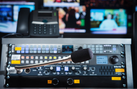 microphone on the control panel in the media studio