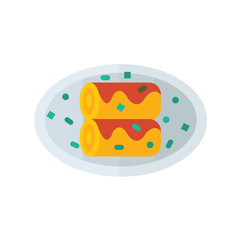 Jam Roll icon on dish  yellow tone color