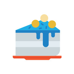cake flat icon on dish