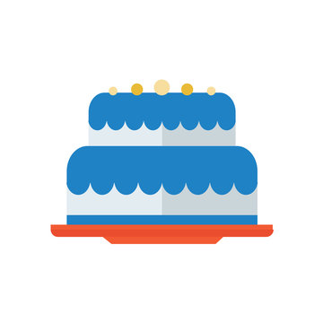 cartoon cake icon on dish