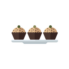cup cake icon on dish  brown tone color