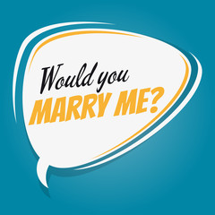 would you marry me retro speech bubble