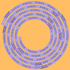 English calendar for 2017 on spiral shaped violet and orange