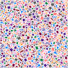 Back to school baground filled by the glyth theme icons: globe, books, notes, backpack, briefcase, pencil and linear. Vector illustration. Very easy to edit.