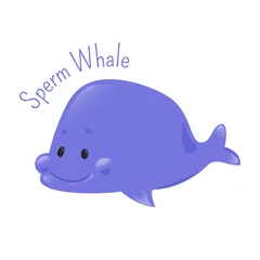 Rucksack Sperm whale. Sticker for kids. Child fun icon. © Hanna