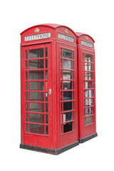 British telephone booths on white
