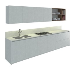 Kitchen Furniture Isolated On White 3D Illustration