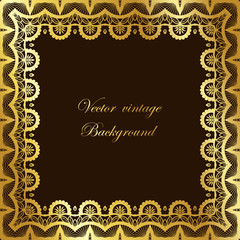 Abstract square lace frame with paper swirls