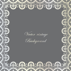 Abstract square lace frame with paper swirls