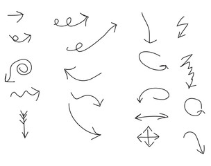 vector set of hand drawn arrows
