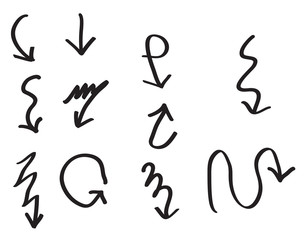 vector set of hand drawn arrows