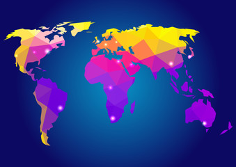 World Map. Map of World. World Map Background in Polygonal Style. Colored Map of the World.