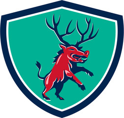 Razorback Antlers Prancing Crest Retro