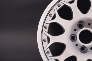 Aluminum metal wheel rim texture. Car alloy , isolated on g