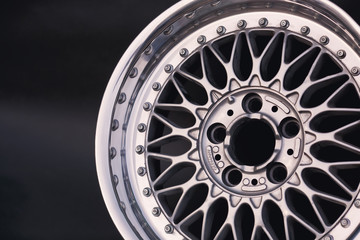 Aluminum metal wheel rim texture. Car alloy , isolated on g