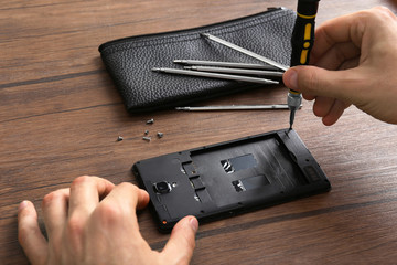 Mobile phone repair, closeup