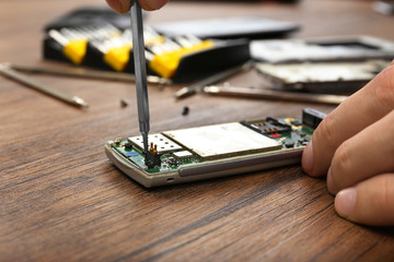 Mobile phone repair, closeup