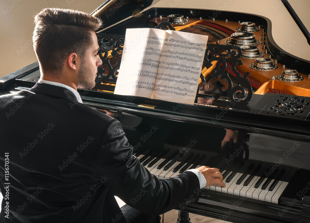 Sticker musician playing piano