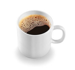 White cup of coffee, isolated on white