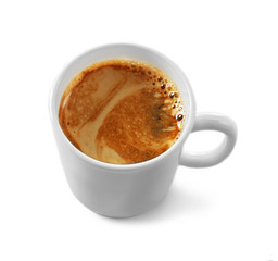 White cup of coffee, isolated on white