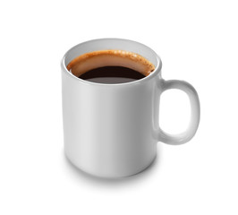 White cup of coffee, isolated on white