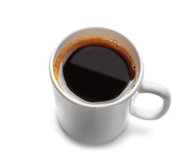 White cup of coffee, isolated on white